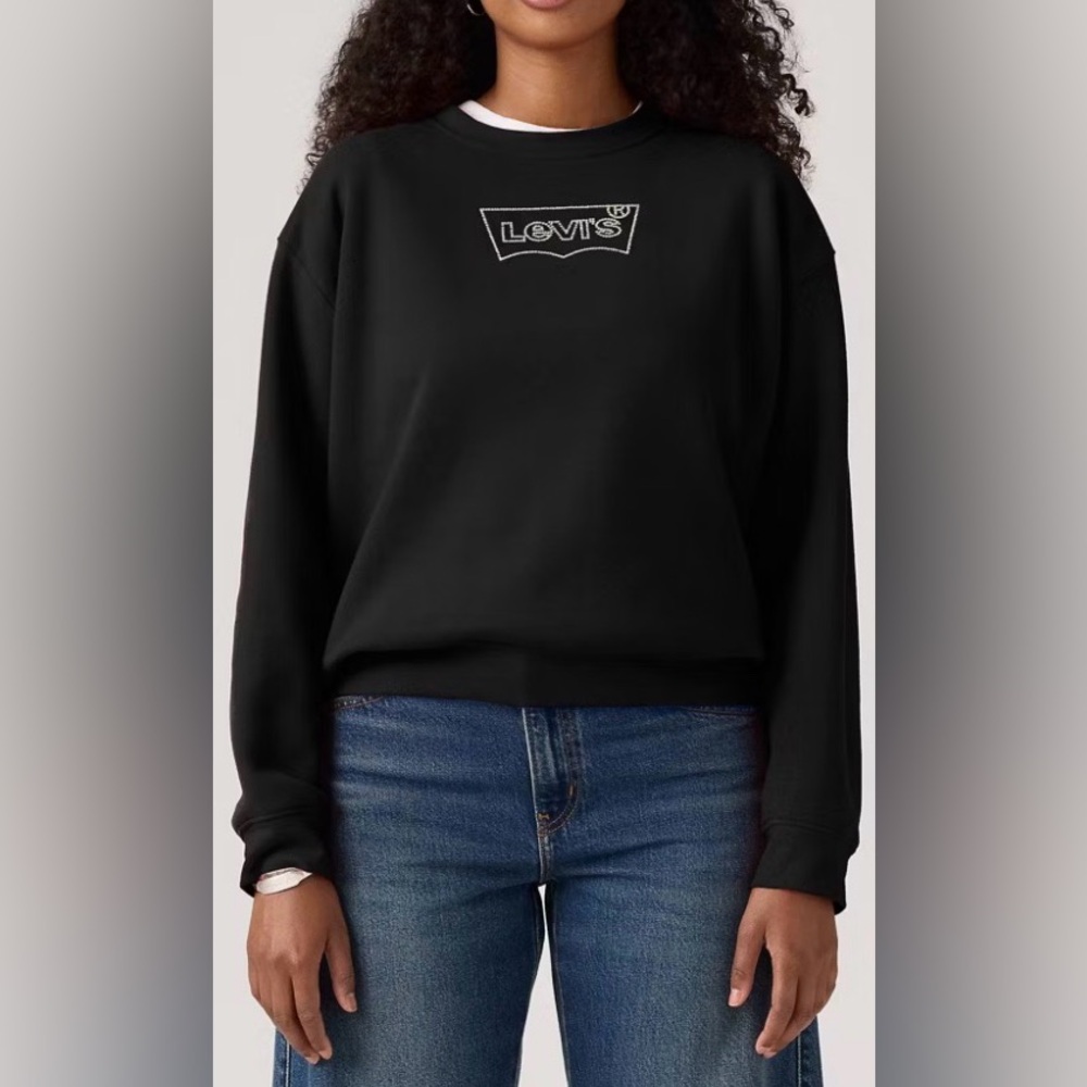 🌺NWT LEVI’S BLACK GRAPHIC EMBELLISHED SWEATSHIRT SIZE LARGE🌺